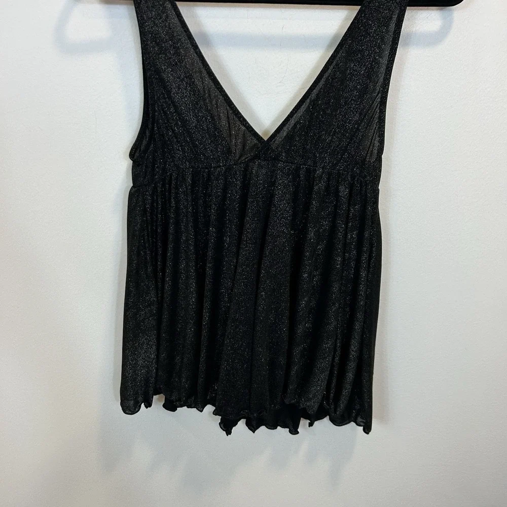 Victorias Secret Very‎ Sexy Medium Camisole Black Shimmer Sparkle Babydoll Top
